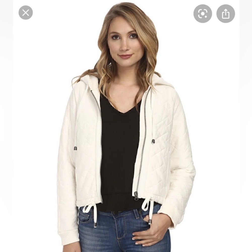 Free People quilted split back ivory jacket